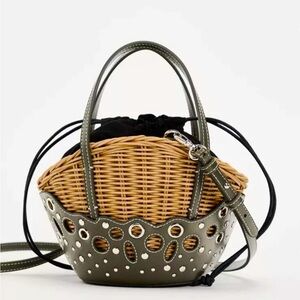 Zara Crossbody Stylish Woven Basket Bag with Accents
